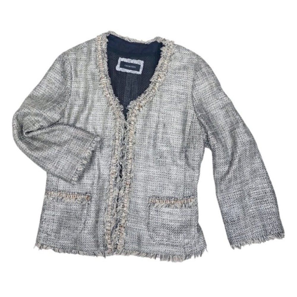 𝅺Caractère Tweed Suit Jacket Fringe